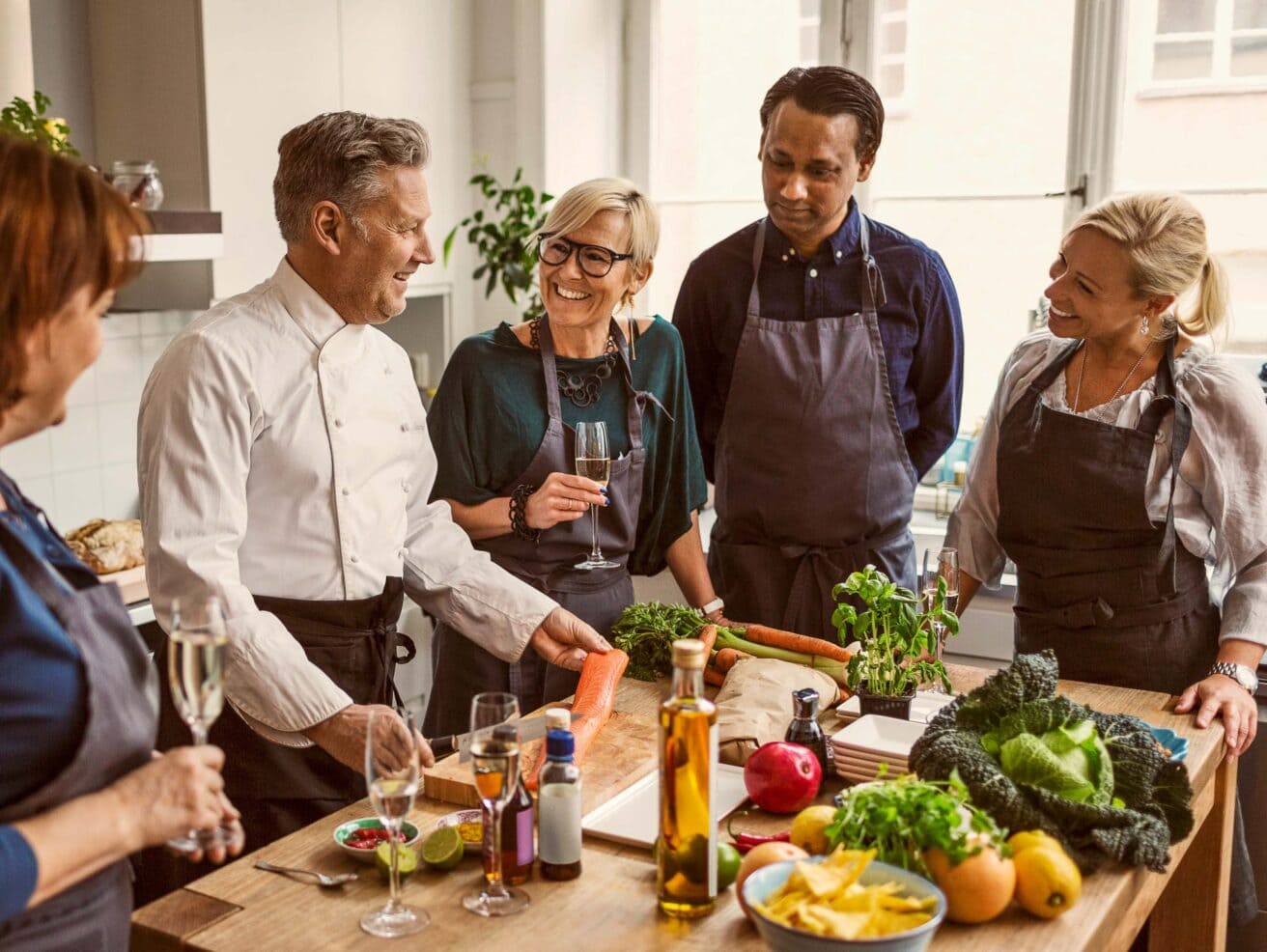 A group of people enjoying a meal together.