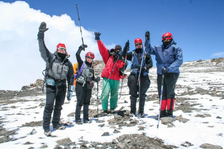 Hikers on Mount Kilimanjaro.
