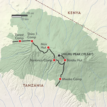 Lemosho route map.