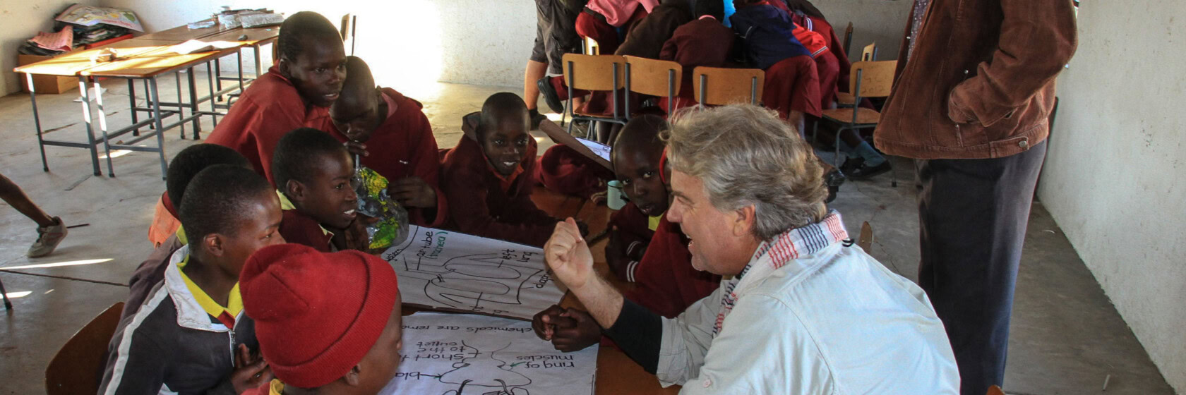 A group of students in a classroom in Zimbabwe.